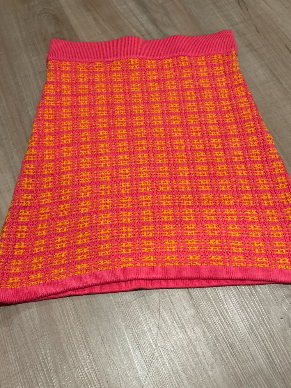 Bright Pink & Orange Knit Mini Skirt